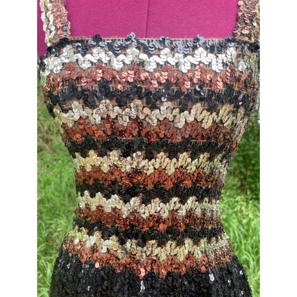 Vintage 1960s Knit Sequin Wiggle Evening Dress MOD - Picture 5 of 16